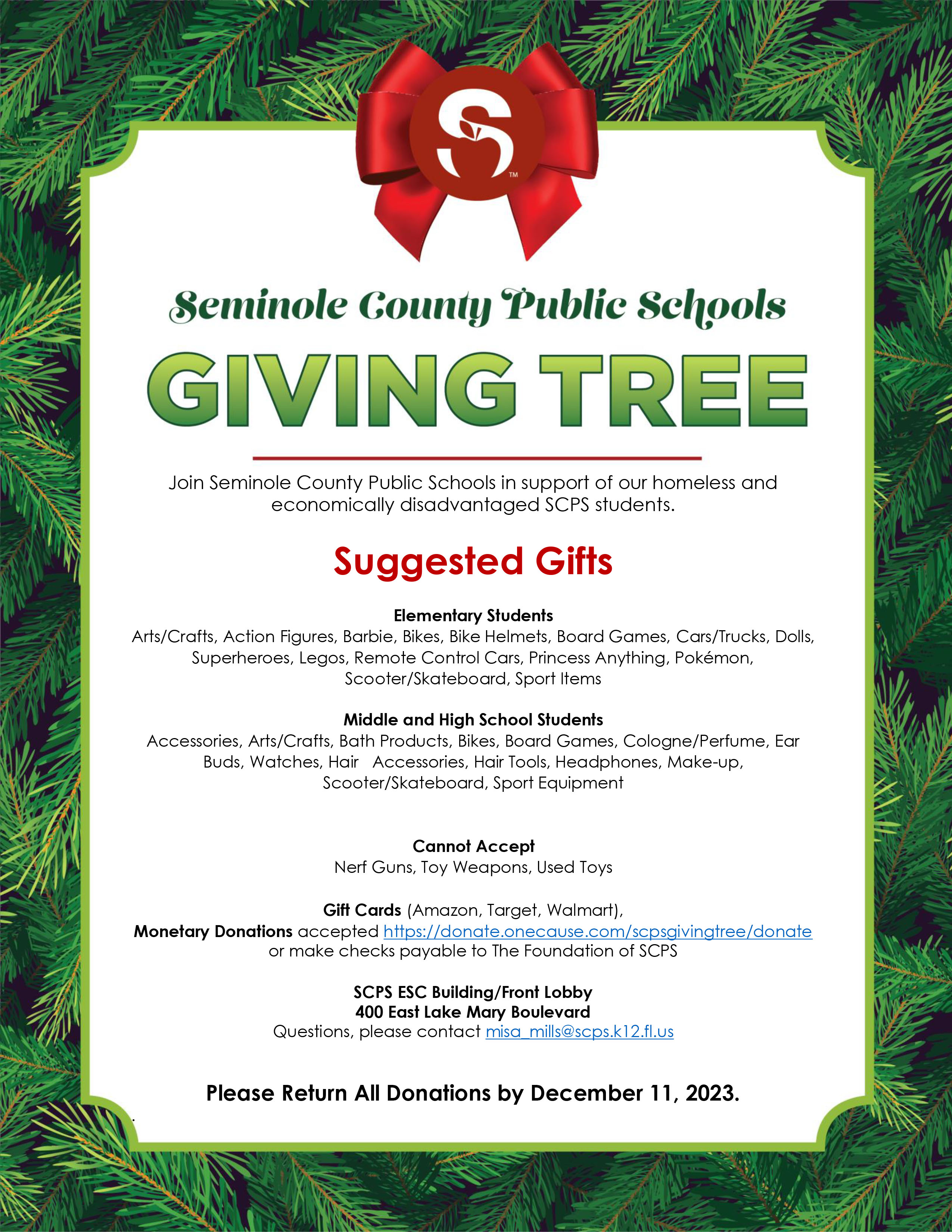 Seminole County Public Schools Giving Tree needs your help by Monday ...